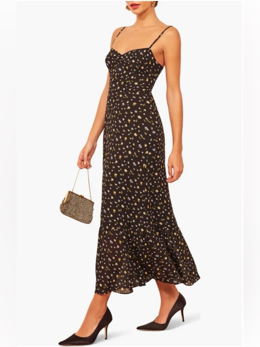 Reformation Emersyn Floral Ruffle Hem Maxi Dress